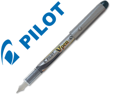 Pluma Pilot V pen desechable plata tinta negra